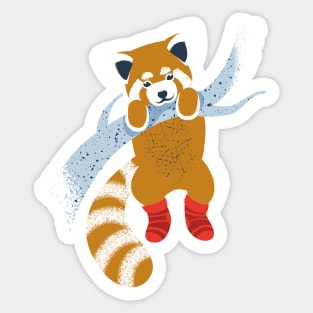 Cute red panda wearing red socks // spot illustration Sticker